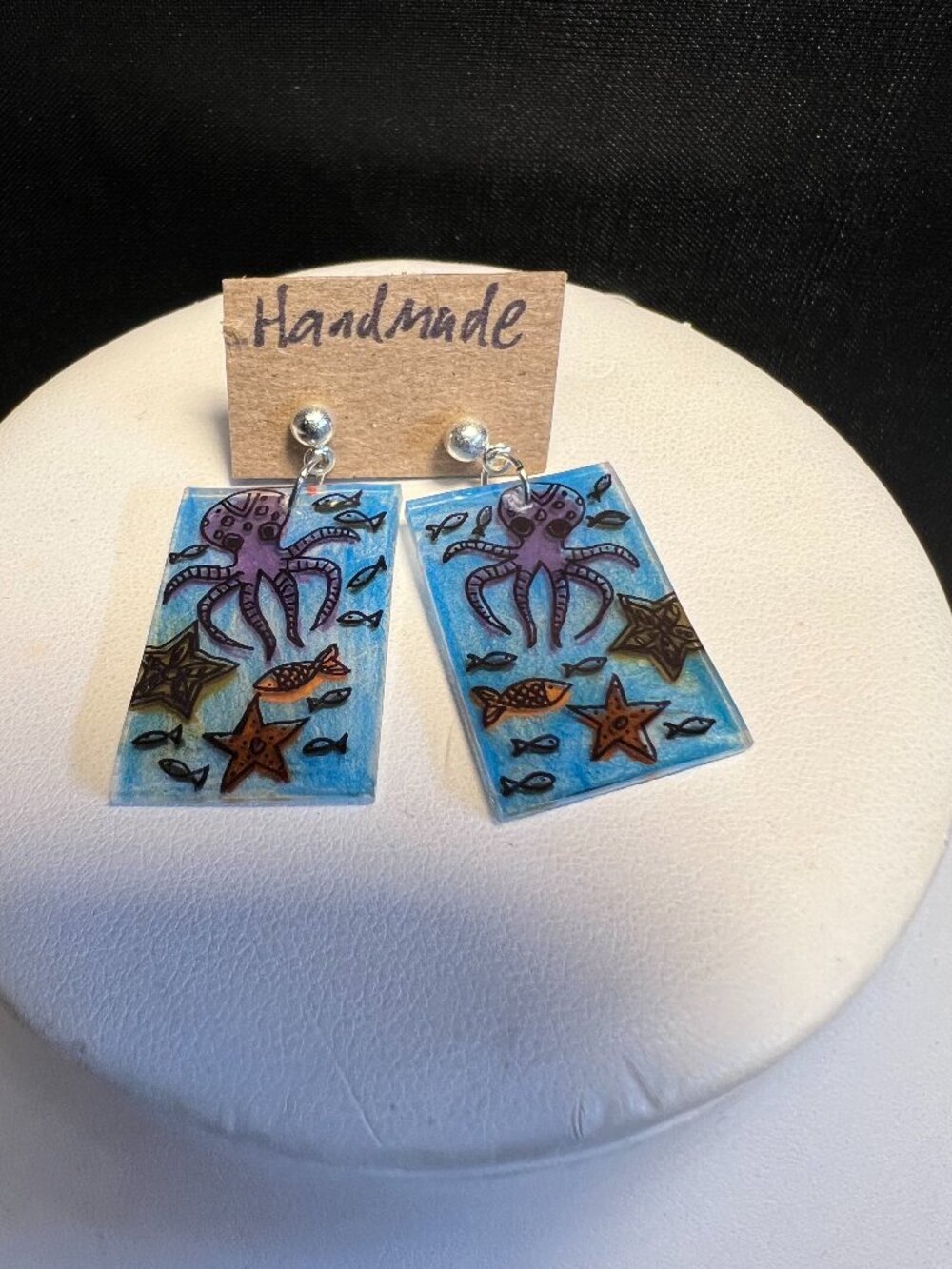 Sea Life Earrings, Stailess Steel Posts, Handmade, OOAK